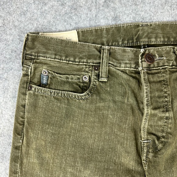 Abercrombie Fitch Jeans Mens 32 x 34 Green Skinny Button Fly Cotton Denim Pants - Picture 3 of 14